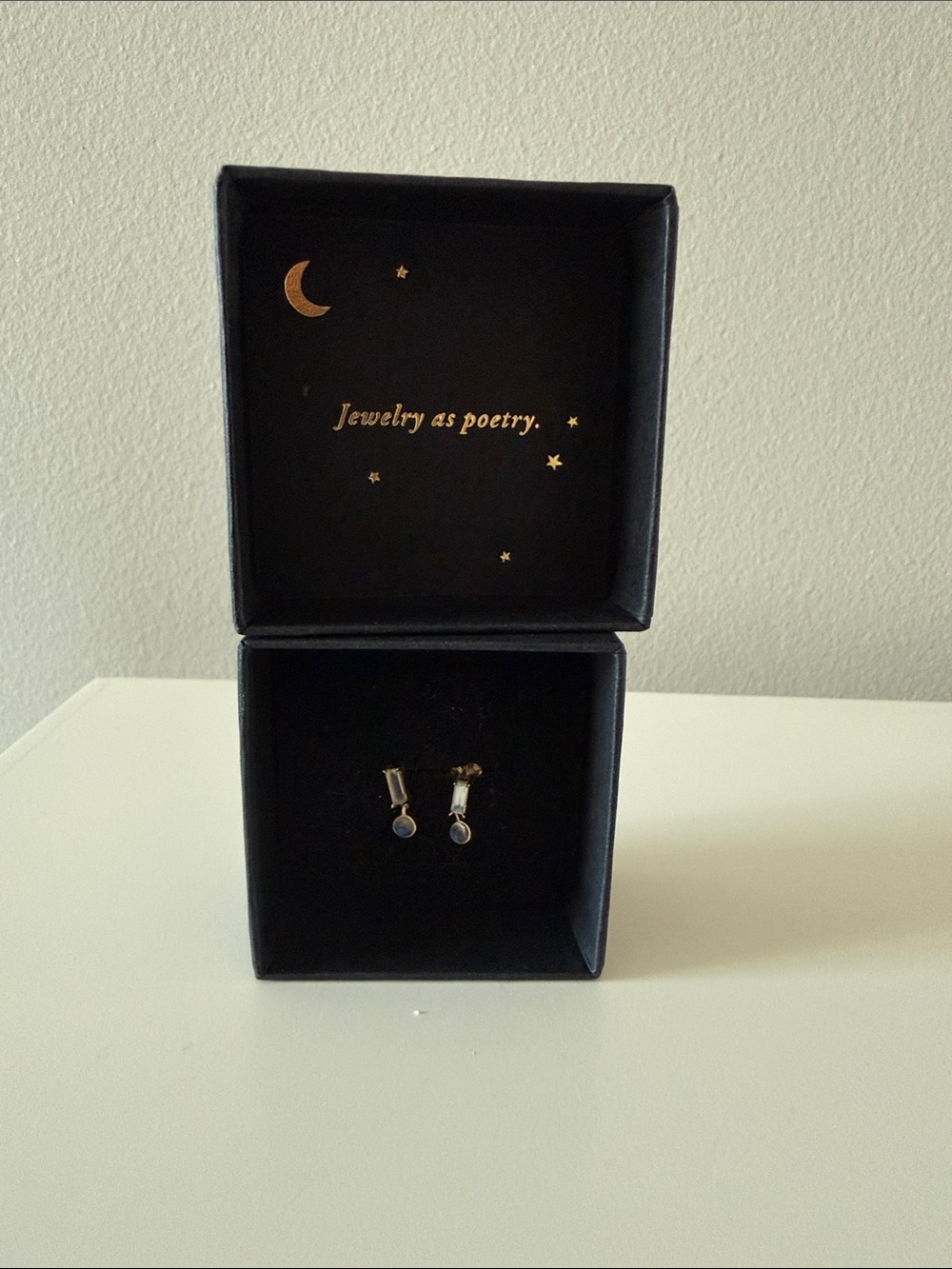 Catbird Gold Drop Earrings with moonstones